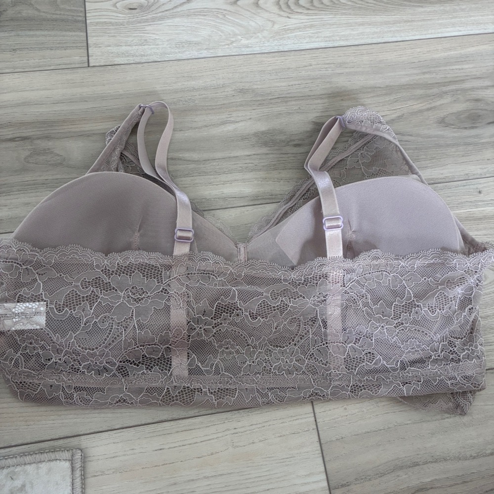Pearl by Venus Mauve Floral Lace Bralette XXL Wireless Padded Longline Bra - Picture 6 of 6